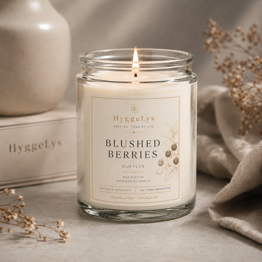 HyggeLys Blushed Berries Scented Candle – Soy Wax, 60hr Burn