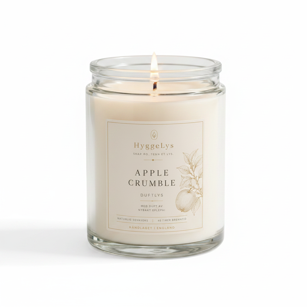 HyggeLys Apple Crumble Scented Candle on white background