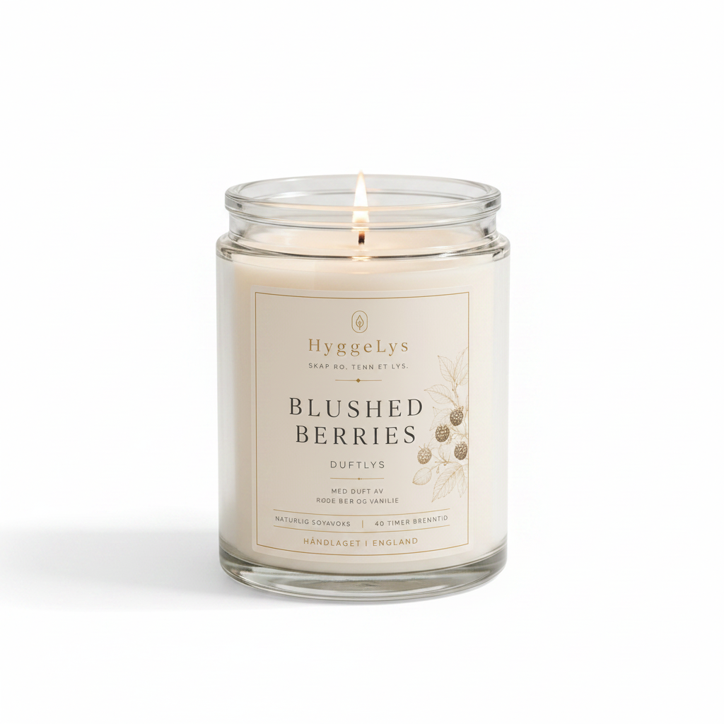 HyggeLys Blushed Berries Scented Candle on white background